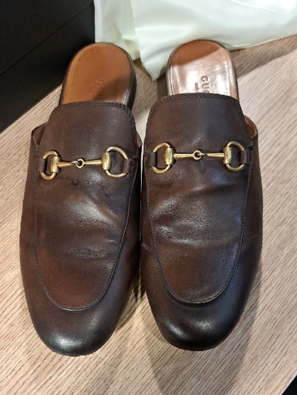 Gucci Brown Leather Pricetown Mules 38.5 US 8.5 With Box And Shoebags. - Picture 2 of 11